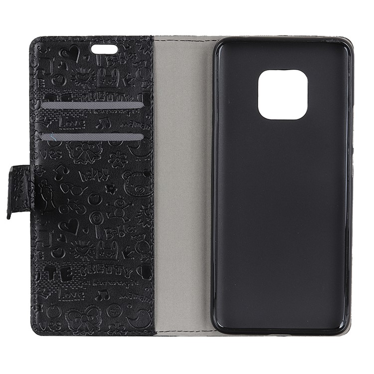 Cartoon Graffiti Leather Stand Mobile Case Wallet for Huawei Mate 20 Pro - Black-8