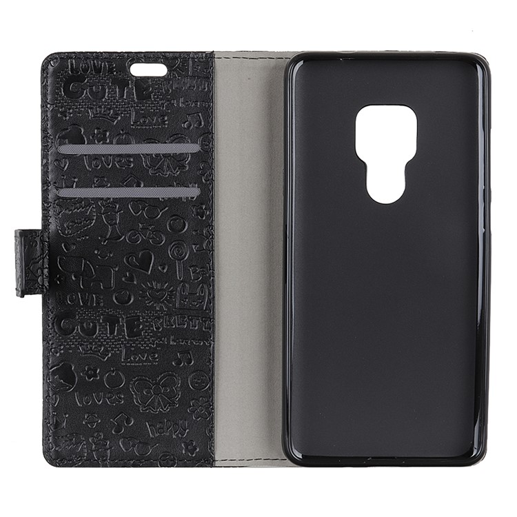 Cartoon Graffiti Wallet Leather Stand Flip Phone Case for Huawei Mate 20 - Black-8