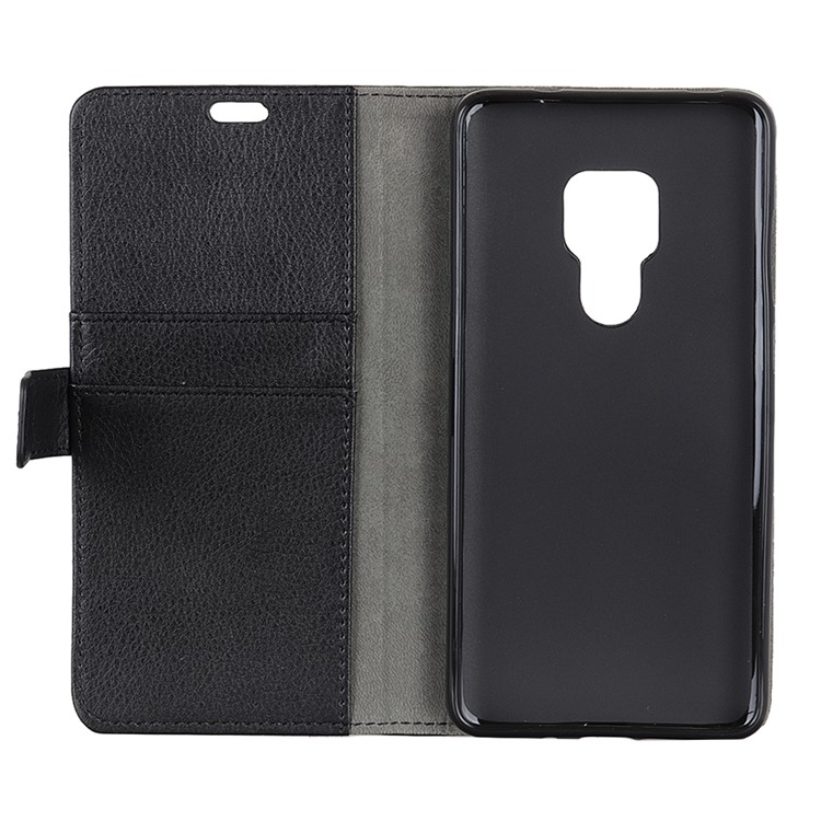 Litchi Texture Wallet Stand PU Leather Casing for Huawei Mate 20 - Black-5