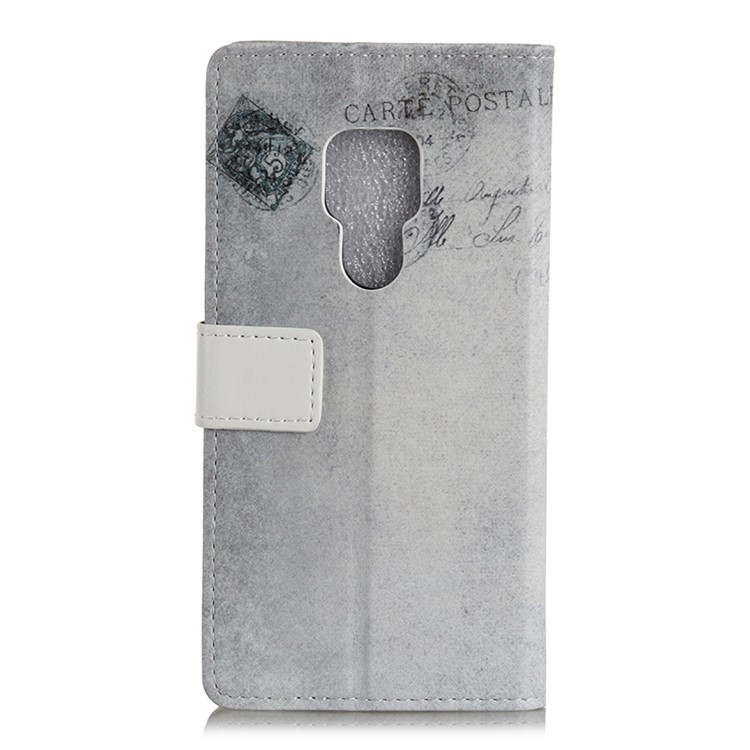 For Huawei Mate 20 Patterned Leather Wallet Stand Mobile Phone Casing - US Flag and Cat Holding Heart-4