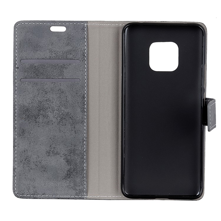 Vintage Style Flip Leather Wallet Stand Casing for Huawei Mate 20 Pro - Grey-5