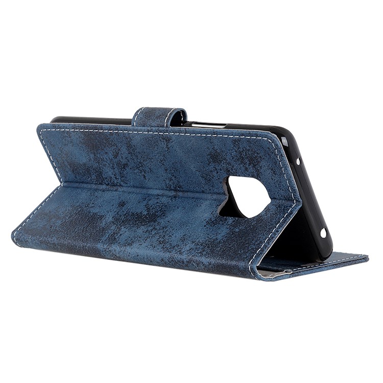 Vintage Style Flip Leather Wallet Stand Shell Case for Huawei Mate 20 Pro - Blue-6