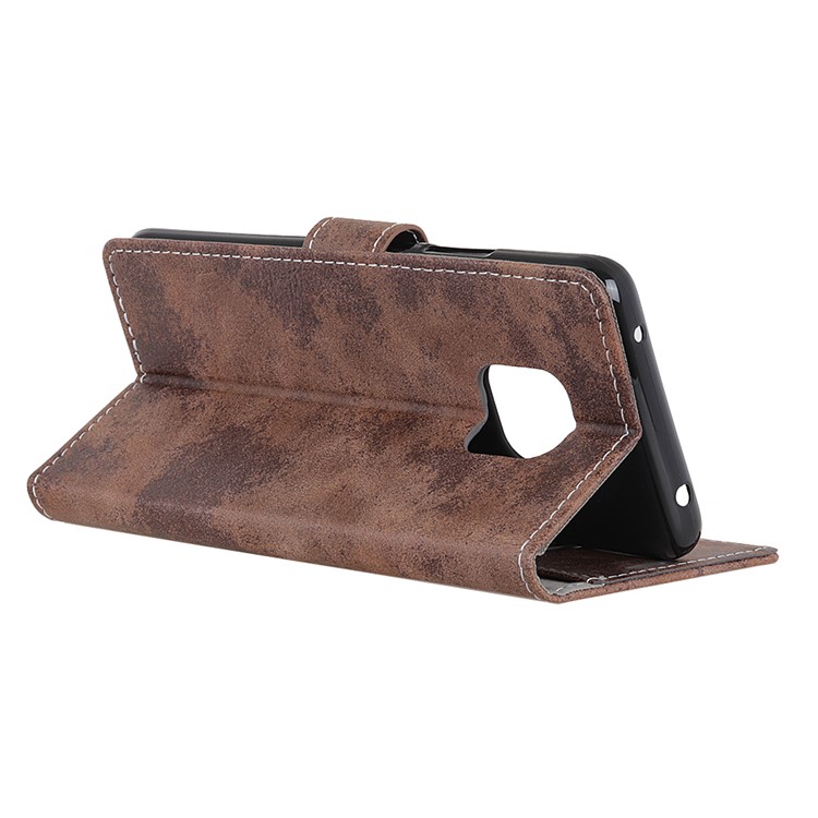 Vintage Style Flip Leather Wallet Stand Phone Cover for Huawei Mate 20 Pro - Brown-6