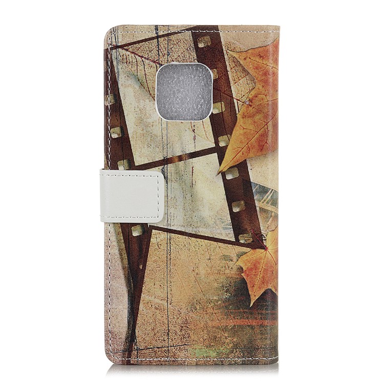 For Huawei Mate 20 Pro Patterned Leather Wallet Stand Magnetic Case - Eiffel Tower and Maple Leaves-2