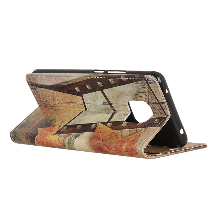 For Huawei Mate 20 Pro Patterned Leather Wallet Stand Magnetic Case - Eiffel Tower and Maple Leaves-3