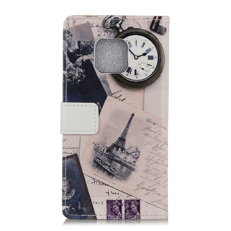 Pattern Printing Leather Wallet Stand Folio Cover for Huawei Mate 20 Pro - Eiffel Tower and Quill-pen-3