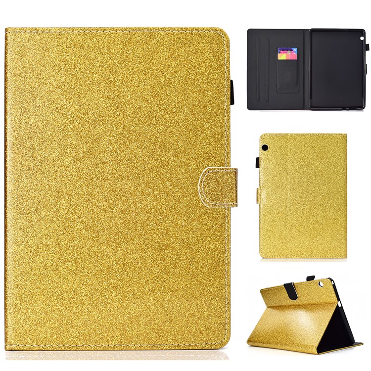 Flash Powder PU Leather Tablet Casing Case for Huawei MediaPad T3 10 / Huawei Honor Play Pad 2 9.6-inch - Gold-1