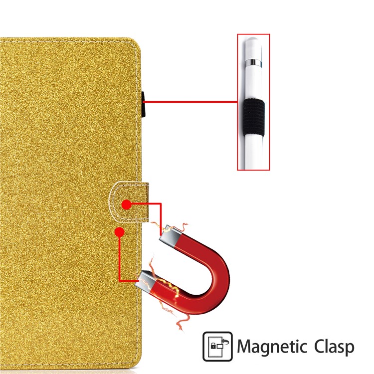 Flash Powder PU Leather Tablet Casing Case for Huawei MediaPad T3 10 / Huawei Honor Play Pad 2 9.6-inch - Gold-9
