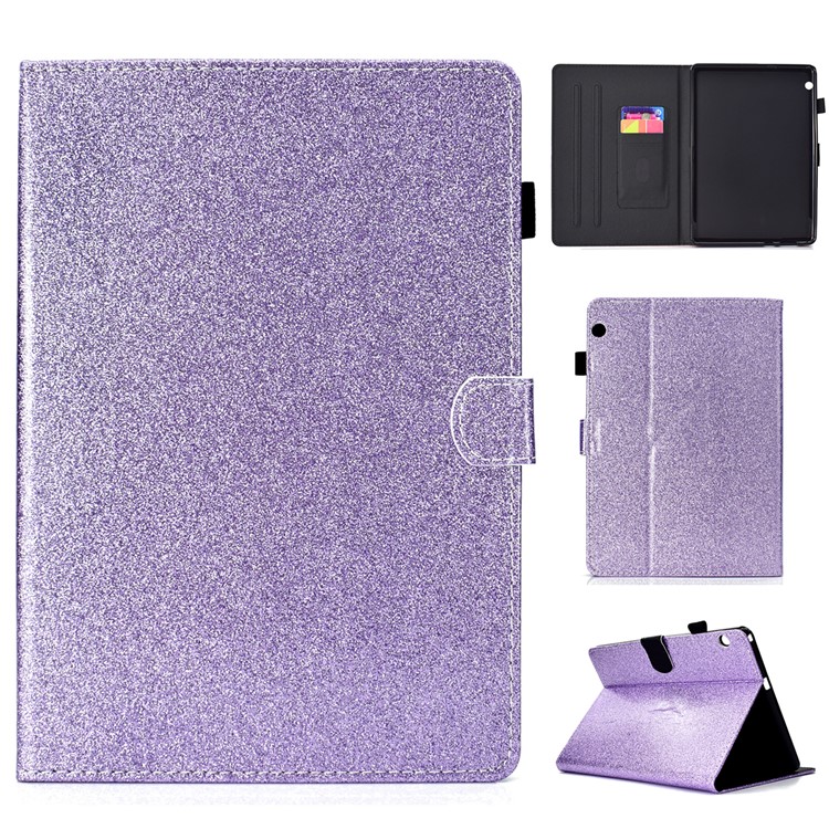Flash Powder PU Leather Tablet Shell for Huawei MediaPad T3 10 / Huawei Honor Play Pad 2 9.6-inch - Purple-1