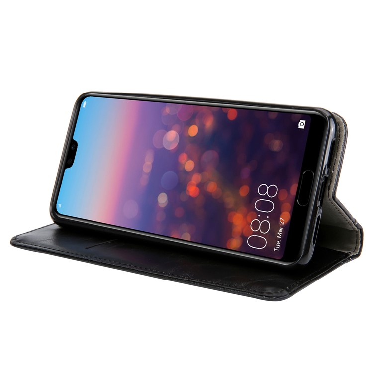 Wallet Stitching PU Leather Flip Protection Case with Stand for Huawei P20 - Black-6