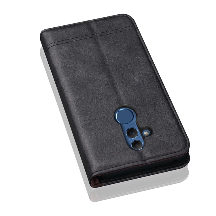 Auto-absorbed Retro Crazy Horse PU Leather Wallet Stand Phone Casing for Huawei Mate 20 Lite - Black-6