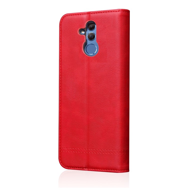Auto-absorbed Retro Crazy Horse PU Leather Wallet Stand Case for Huawei Mate 20 Lite - Red-3