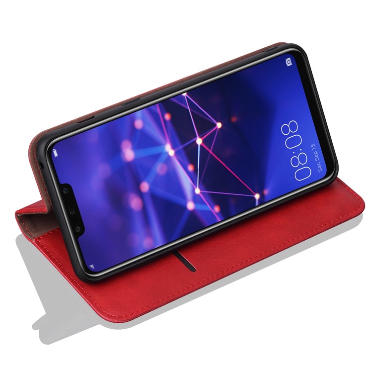 Auto-absorbed Retro Crazy Horse PU Leather Wallet Stand Case for Huawei Mate 20 Lite - Red-7