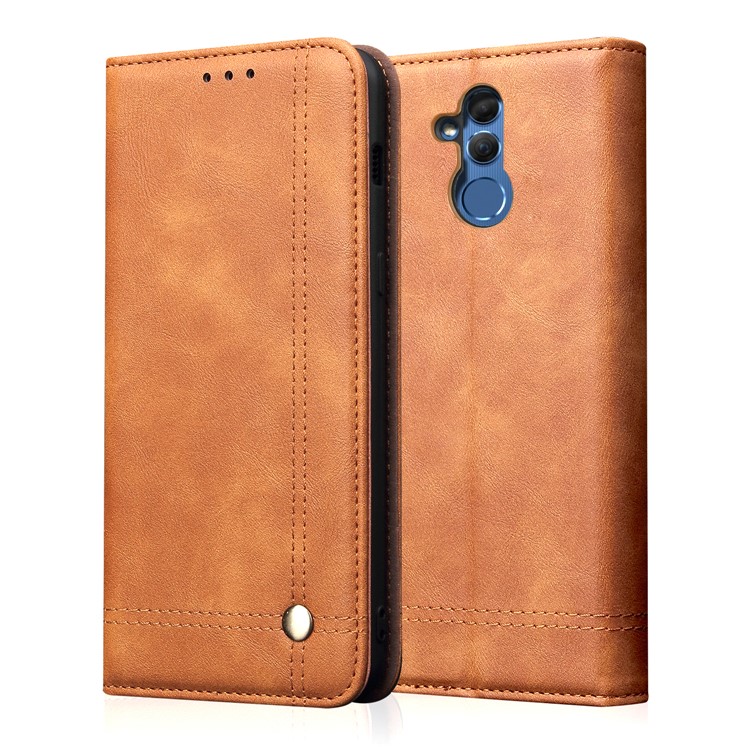 Auto-absorbed Retro Crazy Horse PU Leather Wallet Stand Cover for Huawei Mate 20 Lite - Coffee-1
