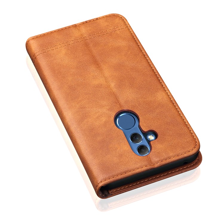 Auto-absorbed Retro Crazy Horse PU Leather Wallet Stand Cover for Huawei Mate 20 Lite - Coffee-6