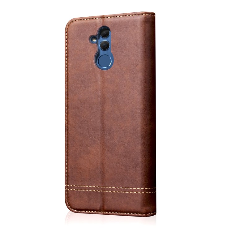 Auto-absorbed Retro Crazy Horse PU Leather Wallet Stand Shell for Huawei Mate 20 Lite - Brown-3