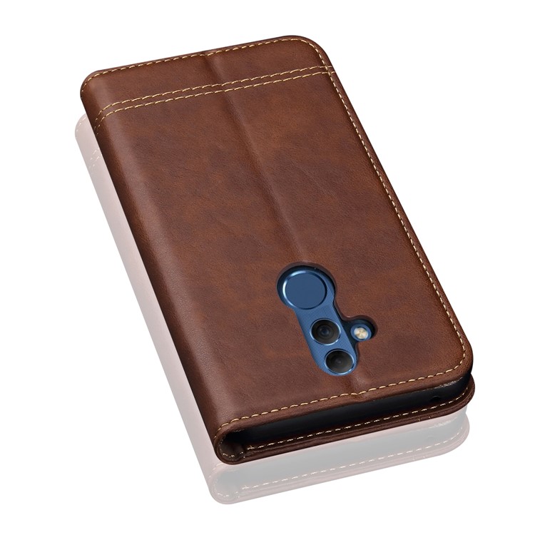 Auto-absorbed Retro Crazy Horse PU Leather Wallet Stand Shell for Huawei Mate 20 Lite - Brown-6