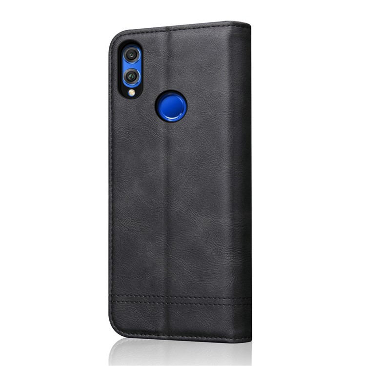Auto-absorbed Retro Crazy Horse Texture Leather Wallet Stand Folio Case for Huawei Honor 8X - Black-3