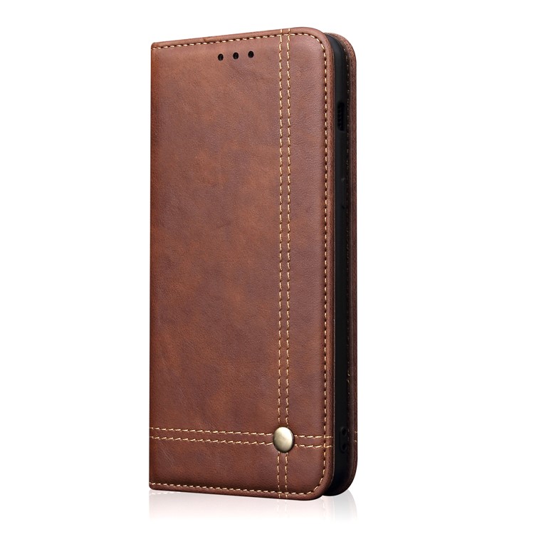 For Huawei Honor 8X Auto-absorbed Retro Crazy Horse Texture Leather Wallet Stand Folio Cover - Dark Brown-1