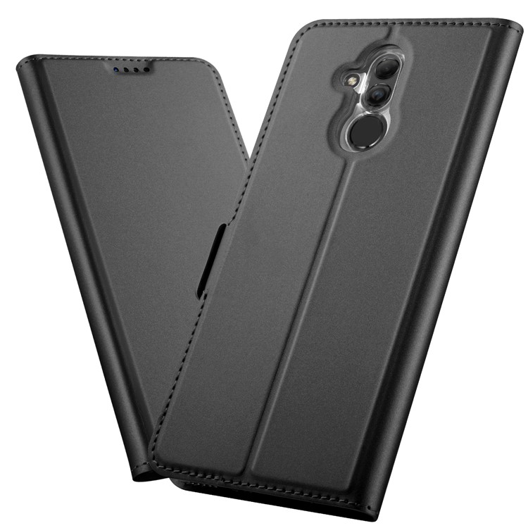 Auto-absorbed Leather Card Holder Case with Stand for Huawei Mate 20 Lite - Black-1