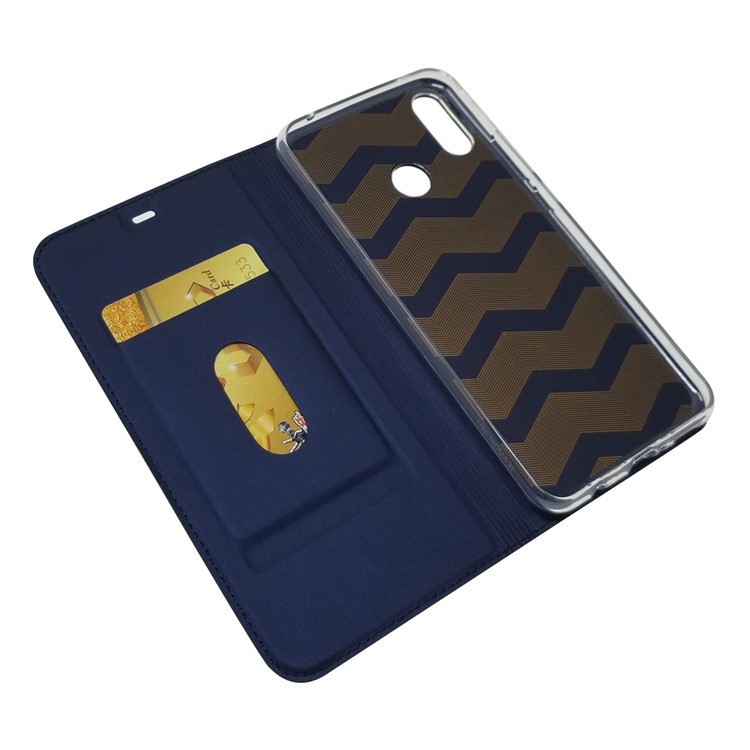 Auto-absorbed Cell Phone Leather Stand Case with Card Slot for Huawei P Smart+ / nova 3i - Dark Blue-5