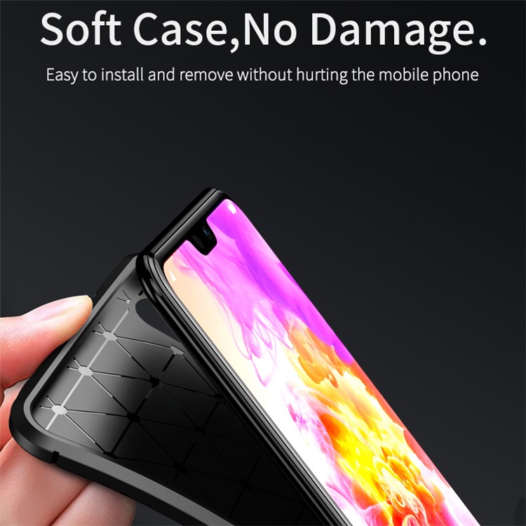 IPAKY Carbon Fiber Texture TPU Case for Huawei P20 Lite / Nova 3e - Black-3