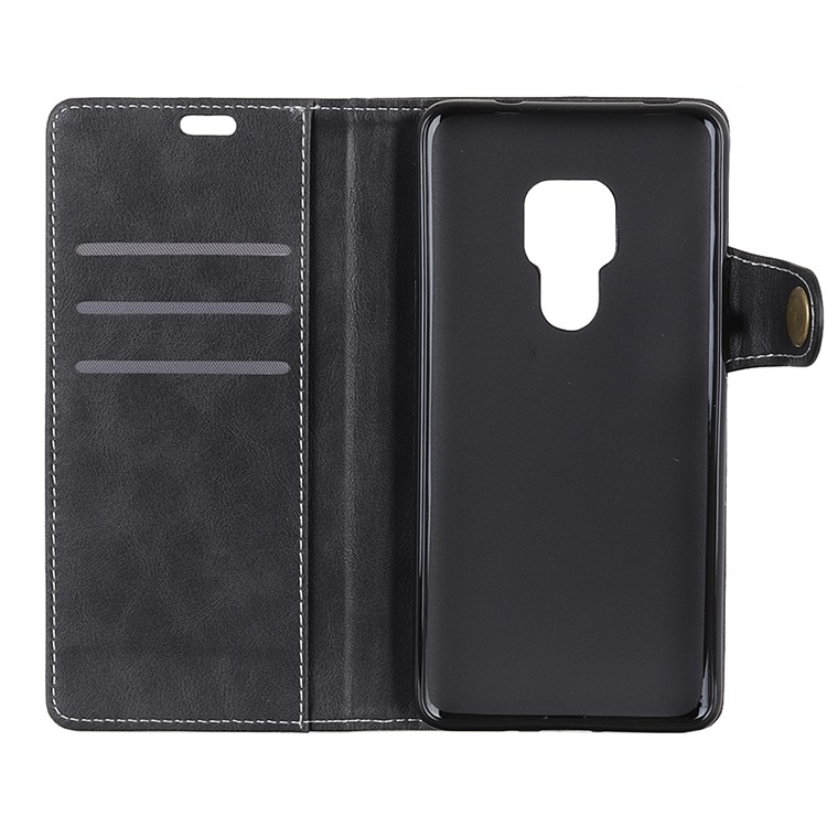 S Shape Textured Wallet Leather Stand Case for Huawei Mate 20 - Black-8