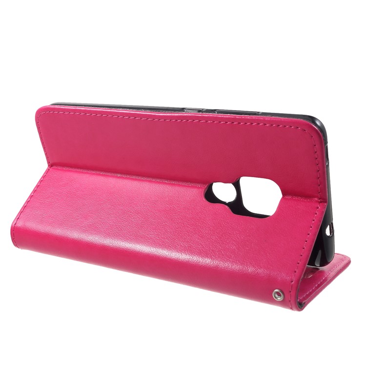 Imprint Cat and Fish Bone Wallet Leather Case with Strap for Huawei Mate 20 - Rose-4