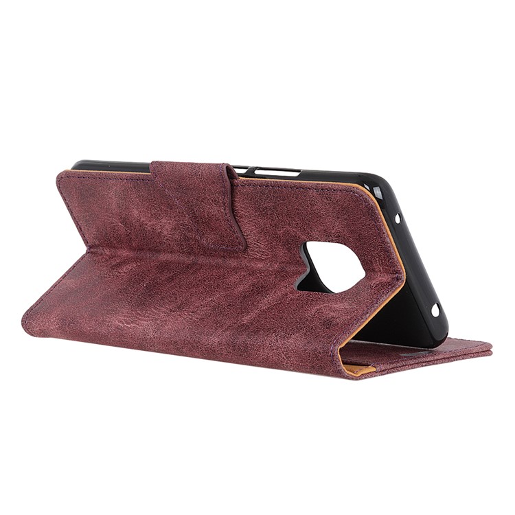 Vintage Style Split Leather Magnetic Wallet Shell for Huawei Mate 20 Pro - Wine Red-9