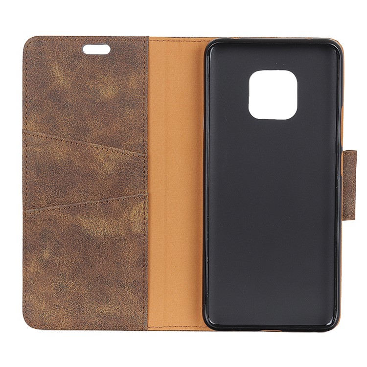 Vintage Style Split Leather Magnetic Wallet Accessory Cover for Huawei Mate 20 Pro - Coffee-8