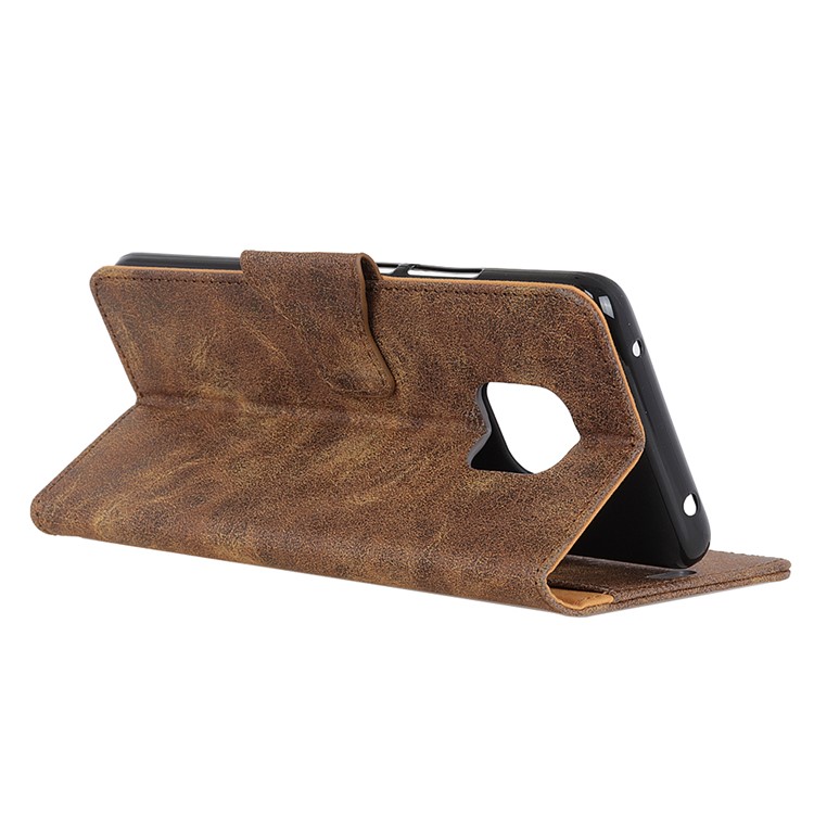 Vintage Style Split Leather Magnetic Wallet Accessory Cover for Huawei Mate 20 Pro - Coffee-9