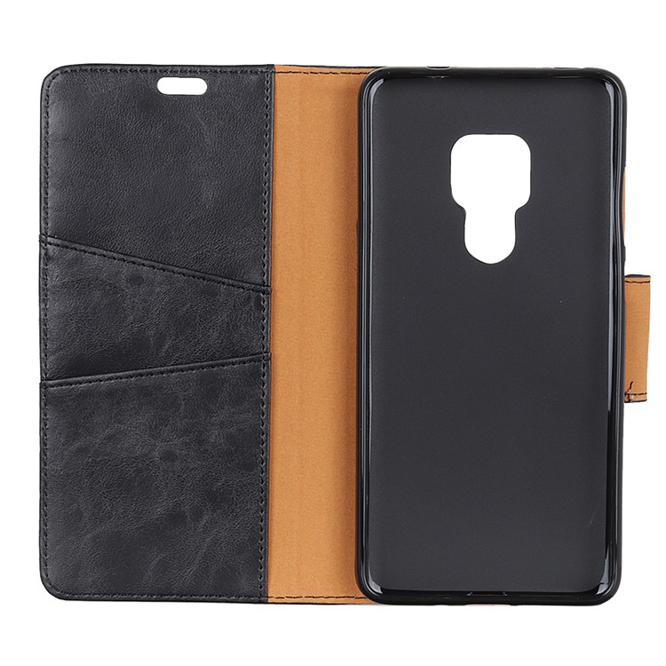 Crazy Horse Split Leather Card Holder Mobile Phone Casing for Huawei Mate 20 - Black-6