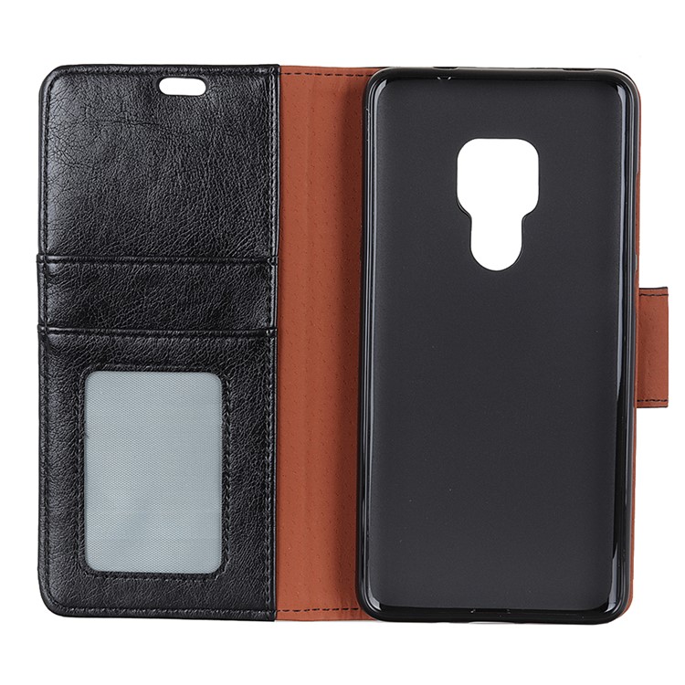 Textured Split Leather Wallet Magnetic Case for Huawei Mate 20 - Black-5