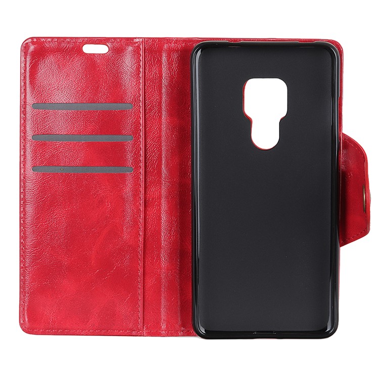 PU Leather Protection Cell Phone Shell with Card Holder for Huawei Mate 20 - Red-4