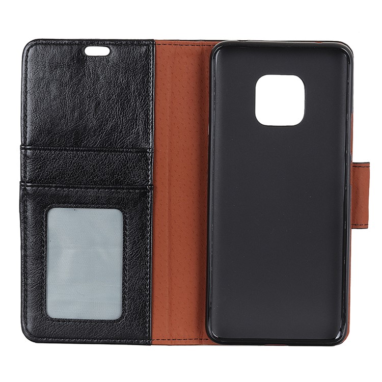 Textured Split Leather Wallet Magnetic Case for Huawei Mate 20 Pro - Black-5