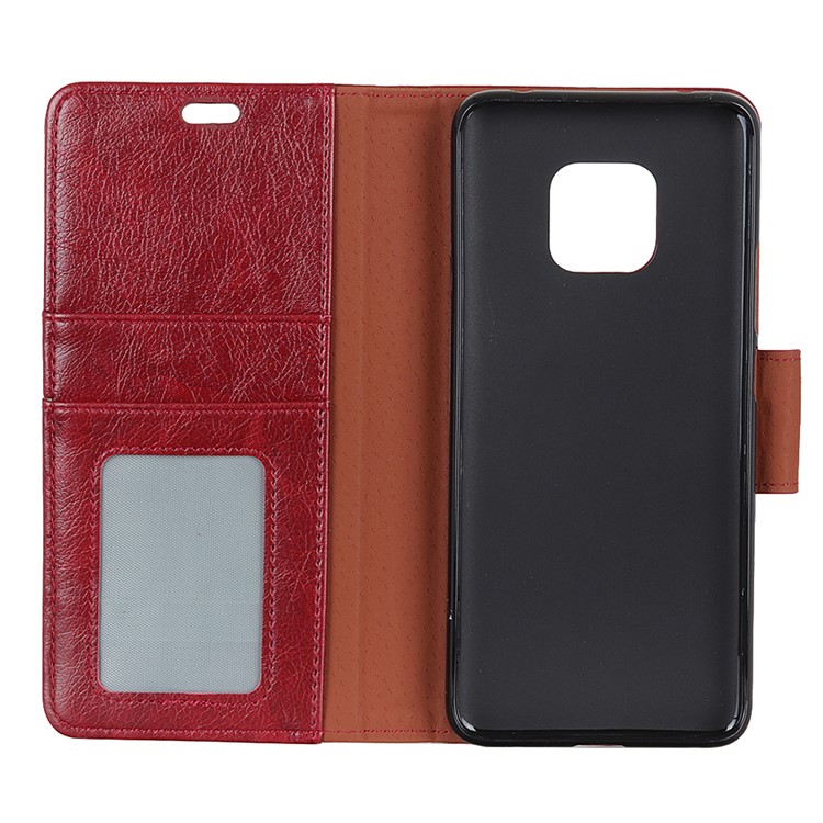 Textured Split Leather Wallet Phone Case for Huawei Mate 20 Pro - Red-4