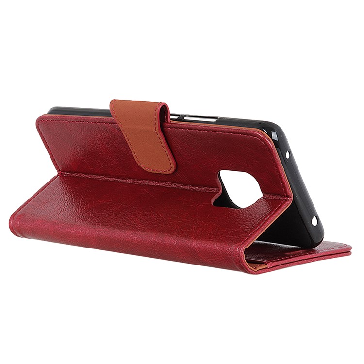 Textured Split Leather Wallet Phone Case for Huawei Mate 20 Pro - Red-5