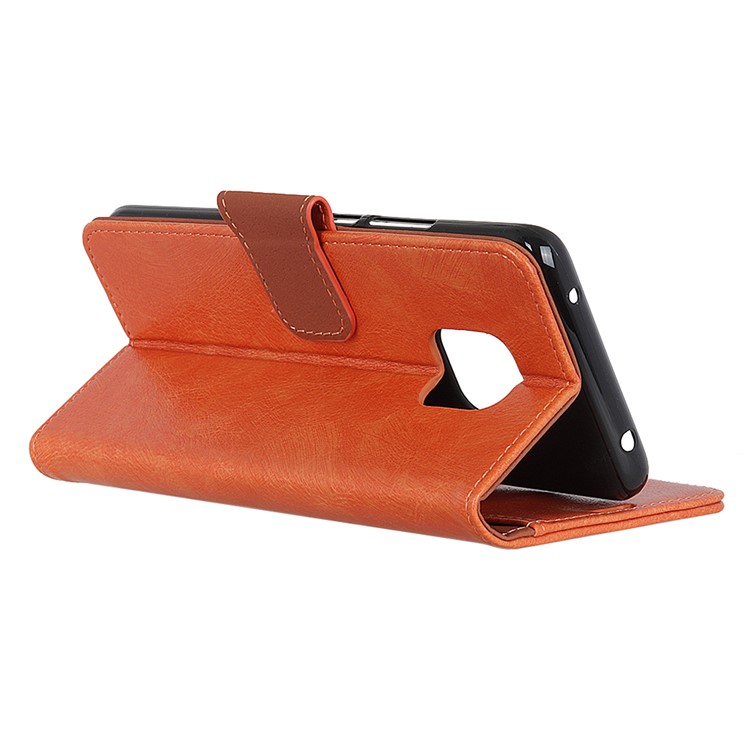 Textured Split Leather Wallet Flip Cover Case for Huawei Mate 20 Pro - Orange-6