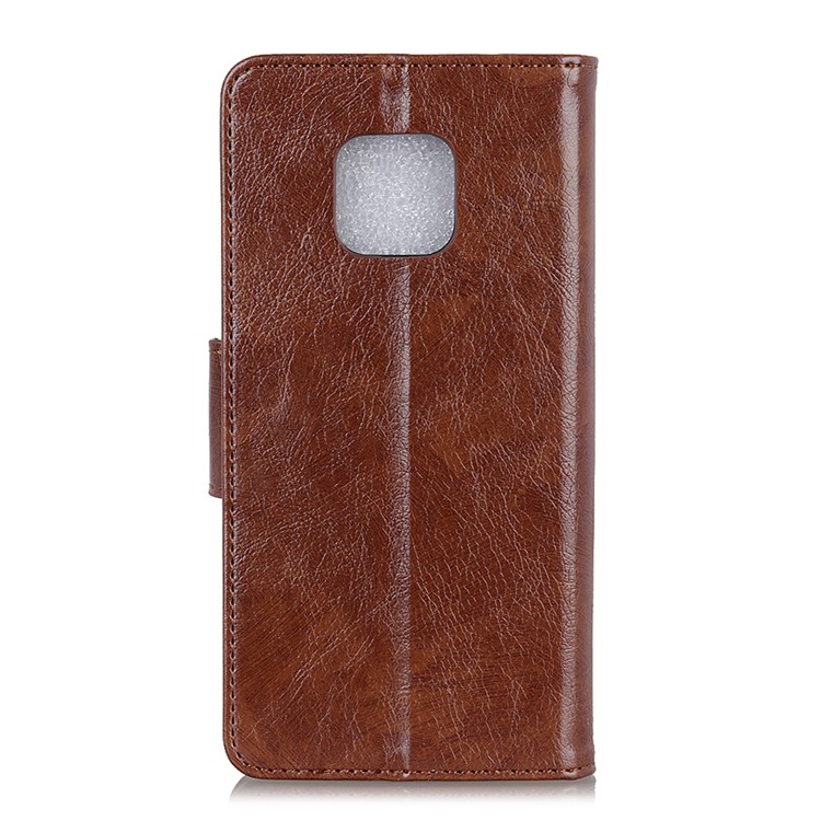 Textured Split Leather Wallet Stand Casing for Huawei Mate 20 Pro - Brown-4