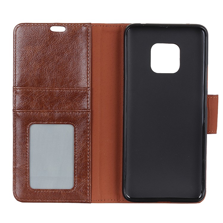 Textured Split Leather Wallet Stand Casing for Huawei Mate 20 Pro - Brown-5