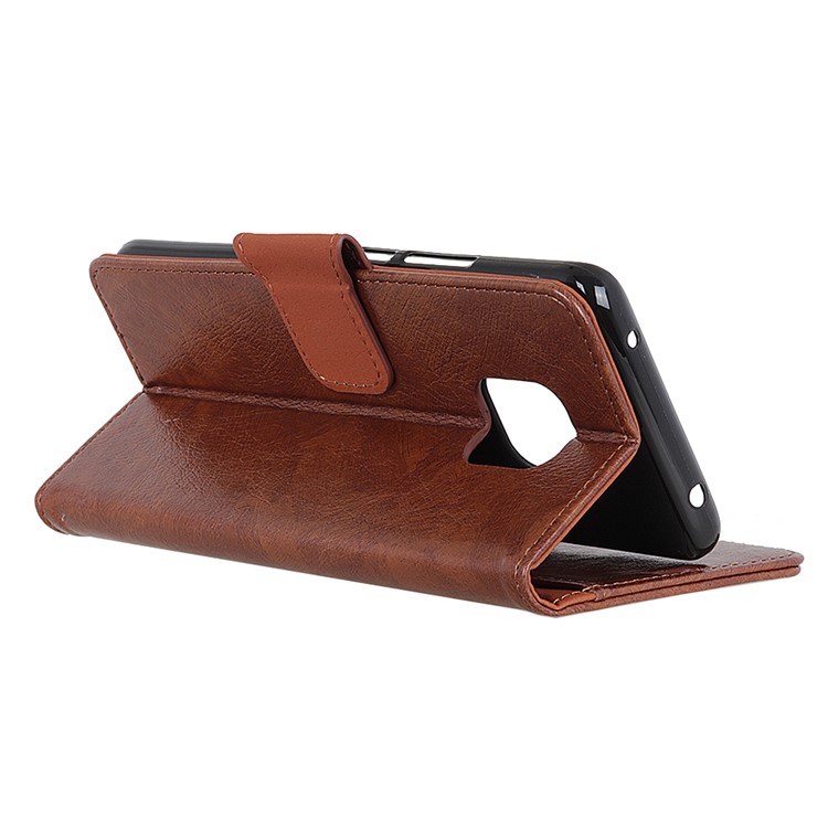 Textured Split Leather Wallet Stand Casing for Huawei Mate 20 Pro - Brown-6