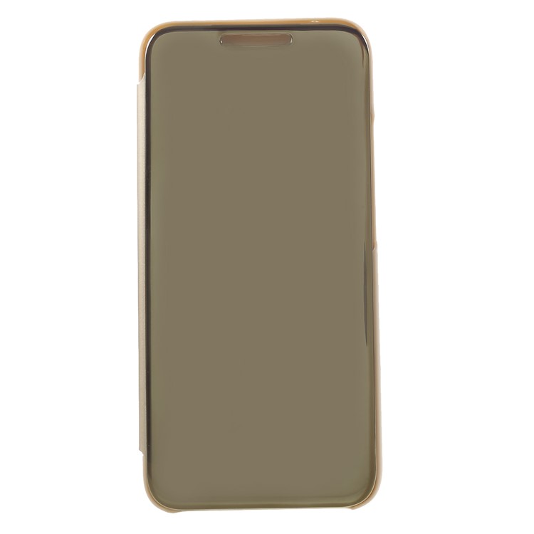 Plated Mirror Surface View Window Leather Shell Case for Huawei Mate 20 Lite / Maimang 7 - Gold-1