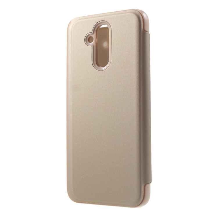 Plated Mirror Surface View Window Leather Shell Case for Huawei Mate 20 Lite / Maimang 7 - Gold-2
