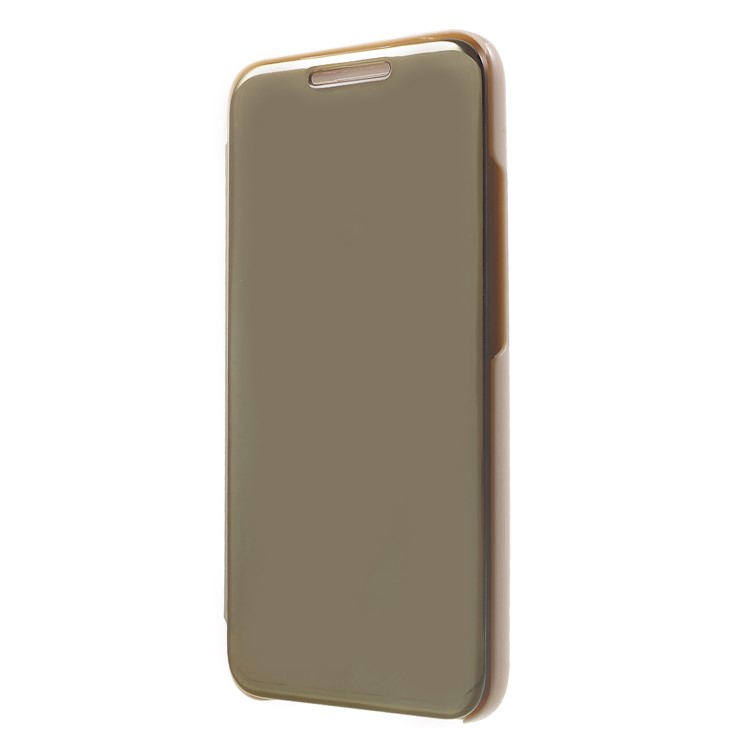 Plated Mirror Surface View Window Leather Shell Case for Huawei Mate 20 Lite / Maimang 7 - Gold-3