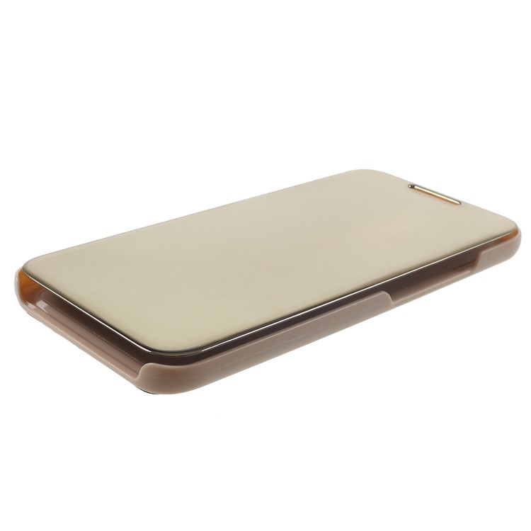 Plated Mirror Surface View Window Leather Shell Case for Huawei Mate 20 Lite / Maimang 7 - Gold-4