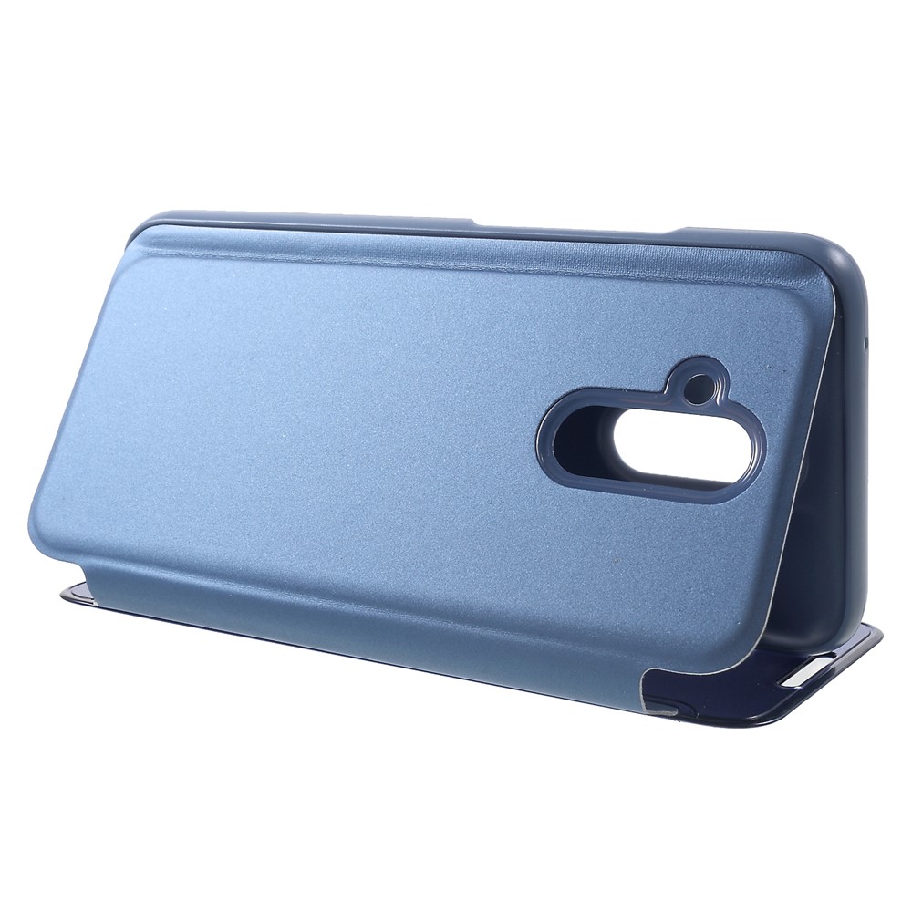 Plated Mirror Surface Leather Phone Case with View Window for Huawei Mate 20 Lite / Maimang 7 - Blue-5