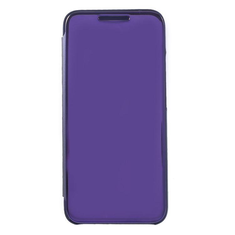Plated Mirror Surface View Window Leather Flip Phone Cover for Huawei Mate 20 Lite / Maimang 7 - Dark Purple-1