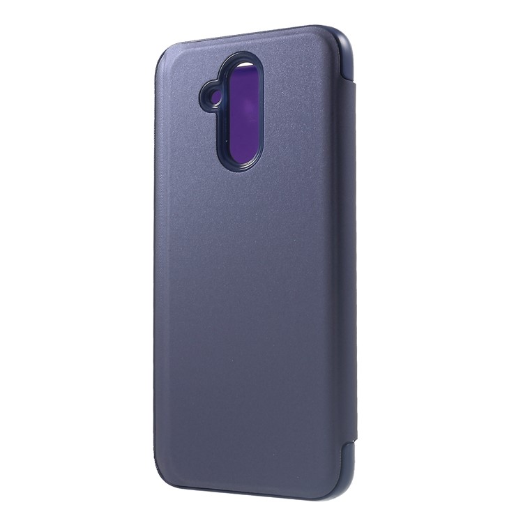 Plated Mirror Surface View Window Leather Flip Phone Cover for Huawei Mate 20 Lite / Maimang 7 - Dark Purple-2