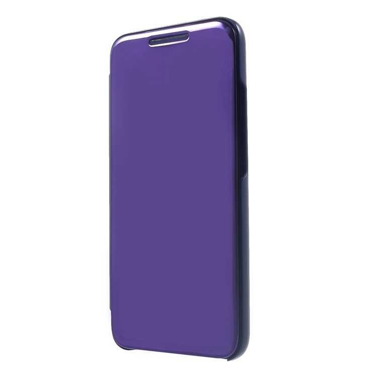 Plated Mirror Surface View Window Leather Flip Phone Cover for Huawei Mate 20 Lite / Maimang 7 - Dark Purple-3