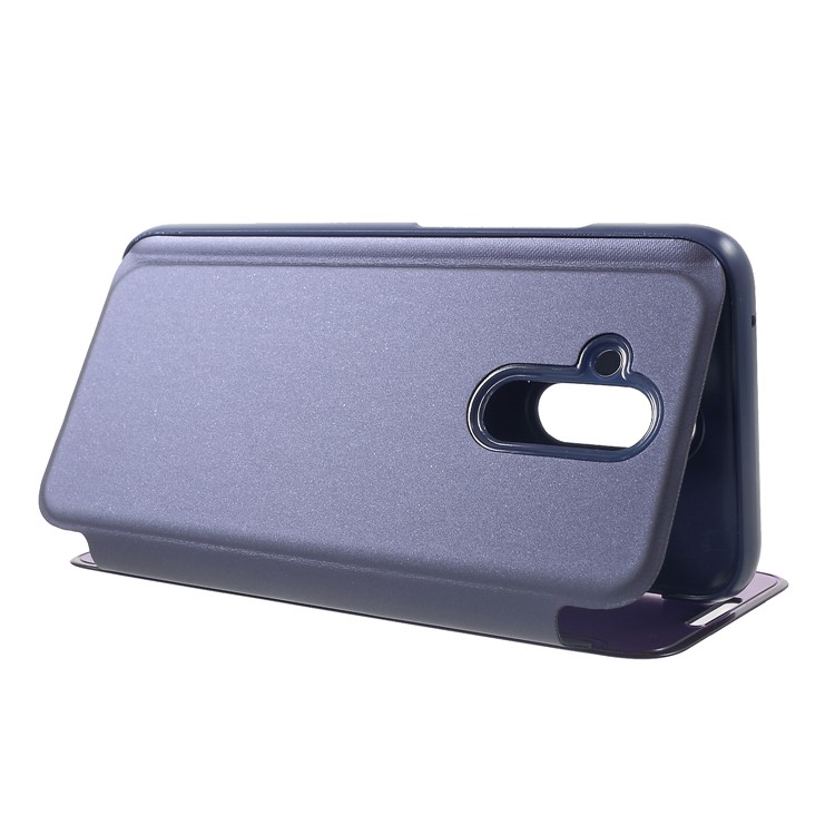 Plated Mirror Surface View Window Leather Flip Phone Cover for Huawei Mate 20 Lite / Maimang 7 - Dark Purple-5